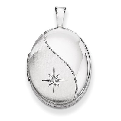 19mm Diamond Polished and Brushed Oval Locket Sterling Silver QLS512, MPN: QLS512, 883957145280