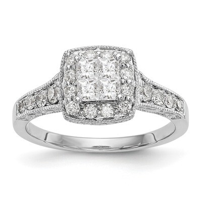 Complete Diamond Cluster Engagement Ring 14k White Gold RM2371E-080-WAA, MPN: RM2371E-080-WAA, RM23…