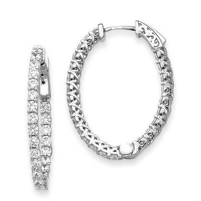 Diamond Oval Hoop with Safety Clasp Earrings 14k White Gold XE2023WAA, MPN: XE2023WAA, 191101536465