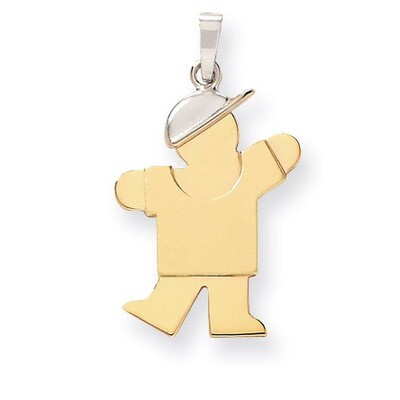Boy with Hat on Left Engravable Charm 14k Two-tone Gold Large XK237, MPN: XK237, 883957415444