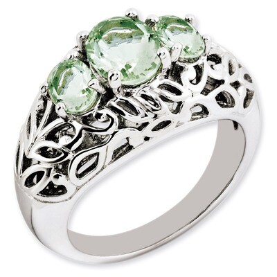 Oval Green Quartz Ring Sterling Silver QR3278AG, MPN: QR3278AG, 883957404486