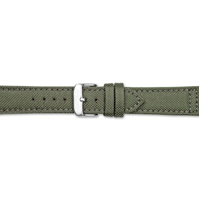 18mm Olive Canvas Leather Lining Silver-tone Buckle Watch Band  BAW387-18, MPN: BAW387-18,