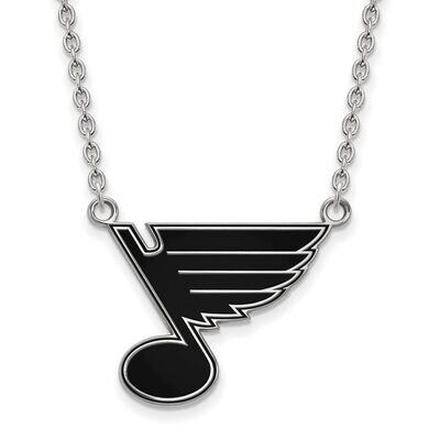 Saint Louis Blues Large Enamel Pendant with Chain Necklace Sterling Silver SS030BLE-18, MPN: SS030B…