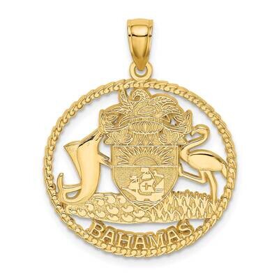 Bahamas Crest In Textured Frame Charm 14k Gold K8660, MPN: K8660, 637218065806