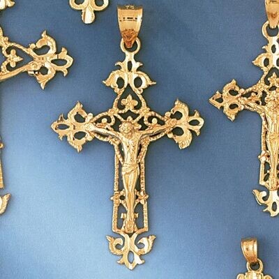 Dazzlers Jewelry Jesus Christ on Cross Pendant Necklace Charm Bracelet in Yellow, White or Rose Gol…