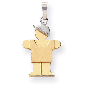 Boy with Hat on Right Engravable Charm 14k Two-tone Gold Small XK206, MPN: XK206, 883957859132