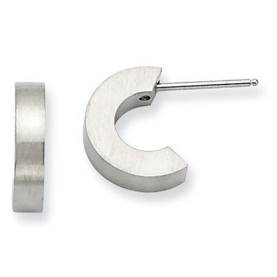 Brushed &amp; Polished Half Hoop Post Earrings - Stainless Steel SRE393 by Chisel, MPN: SRE393, 8867740…