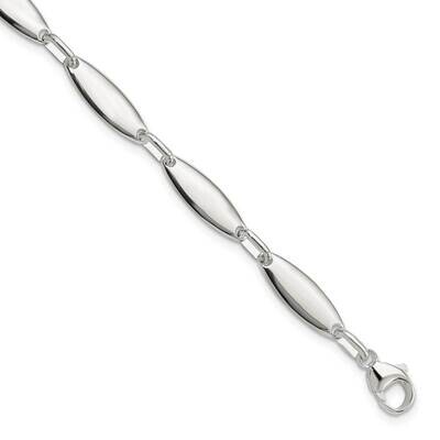Link with 1 Inch Extender Bracelet Sterling Silver Polished QG5818-7, MPN: QG5818-7, 196904164761