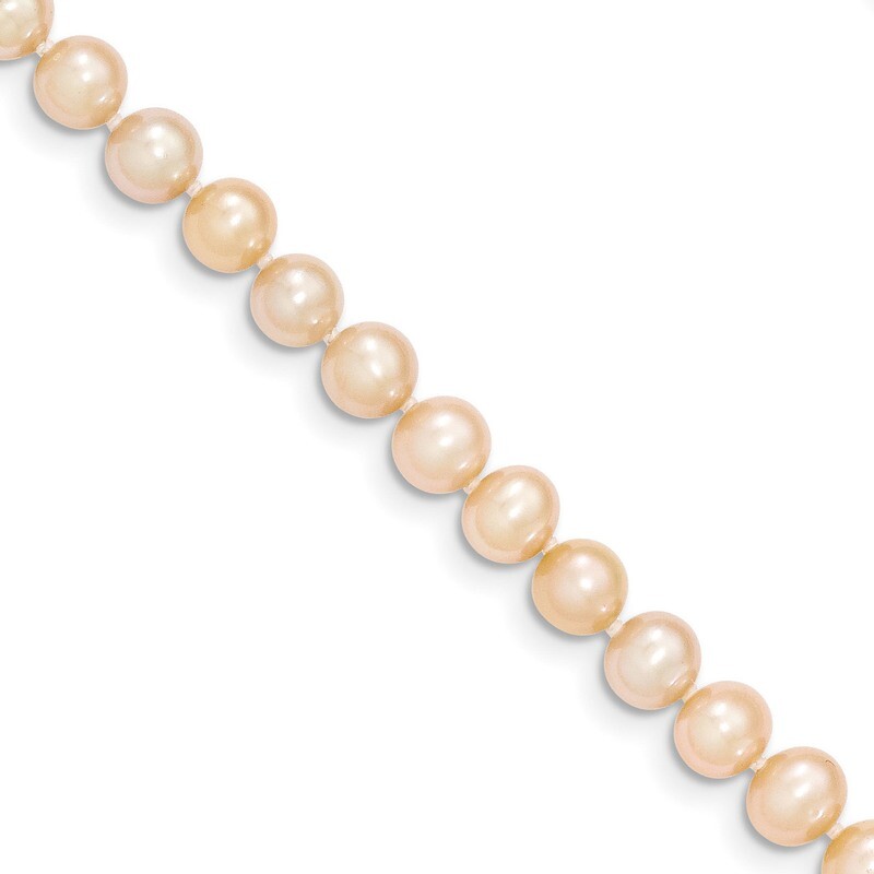 16 Inch 5-6mm Egg Pink Fresh Water Cultured Pearl Necklace 14k Gold XF507-16, MPN: XF507-16, 883957…