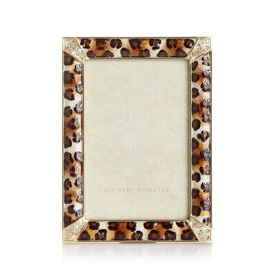 Jay Strongwater Leopard Spotted Pave Corner 4&quot; x 6&quot; Picture Frame SPF5830-203, MPN: SPF5830-203,