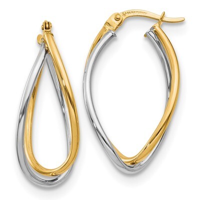 Leslie&#39;s Fancy Earrings 14k Two-tone Gold Polished HB-LE1486, MPN: LE1486, 191101761577