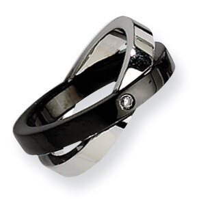 Black IP-plated with Synthetic Diamond Ring - Stainless Steel SR71 by Chisel, MPN: SR71, 8839575096…