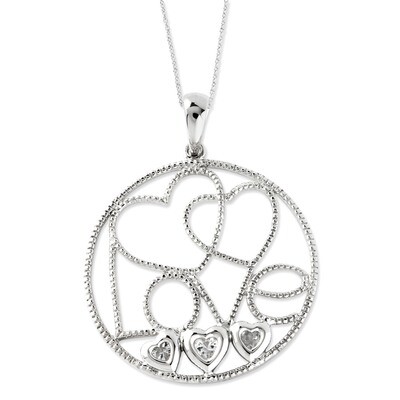 CZ Baby Makes Five 18 Inch Hearts Necklace Sterling Silver QSX432