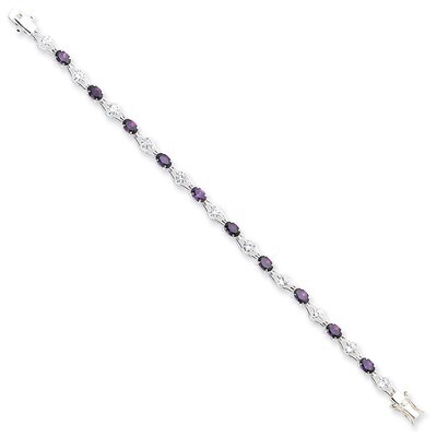 Purple &amp; Clear Diamond Bracelet Sterling Silver QX224CZ, MPN: QX224CZ, 815479015628