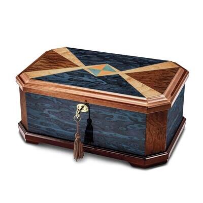 Sapeli &amp; Blue Cats Eye Veneer High Gloss Locking Memorial Keepsake Box JBB896, MPN: JBB896,