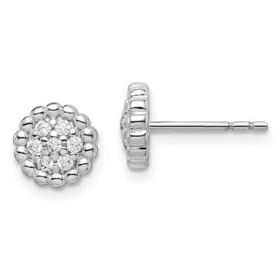 Post Earrings Sterling Silver Rhodium Plated CZ Diamond QE14764, MPN: QE14764, 883957871967