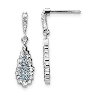 CZ Diamond Teardrop Earrings Sterling Silver Rhodium-Plated QE15770, MPN: QE15770, 196904153277