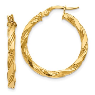 Leslie&#39;s Textured Twisted Hoop Earrings 14k Gold Polished HB-LE988, MPN: LE988, 191101643910