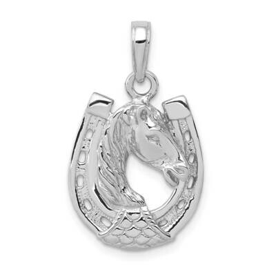 Horse Head In Horseshoe Pendant 14k White Gold Solid Polished C2201W, MPN: C2201W, 637218125791