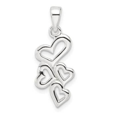 Multiple Heart Pendant Sterling Silver Polished QC11009, MPN: QC11009,