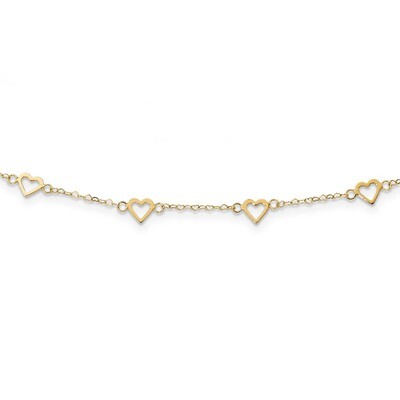 18 Inch Open Hearts on Heart Link 17-Station Necklace 14k Gold Polished SF2468-18, MPN: SF2468-18, …