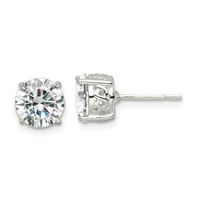 CZ Diamond Circle Post Earrings Sterling Silver Polished QE16134, MPN: QE16134, 196904149812