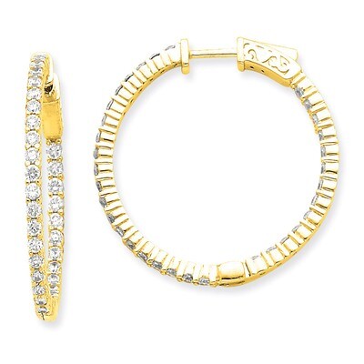 Diamond Round Hoop with Safety Clasp Earrings 14k Gold XE1991AA, MPN: XE1991AA, 191101380914