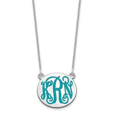 Small Polished Epoxied Letter Circle Monogram Necklace 14k White Gold XNA583W, MPN: XNA583W,