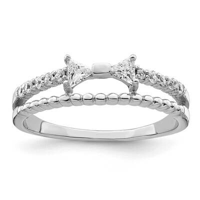 Double CZ Diamond Bow Ring Sterling Silver Rhodium-Plated Polished QR7204, MPN: QR7204,