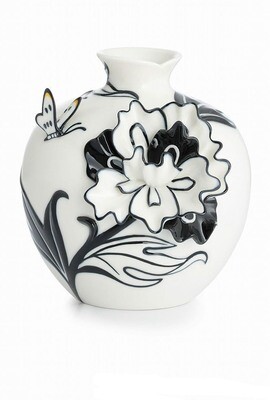 Franz Porcelain Pattern Of Black and White Peony Flower Small Vase CP00002, MPN: CP00002,