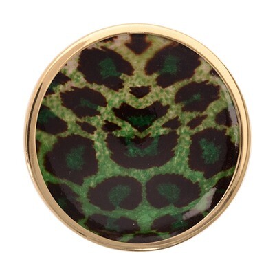 Nikki Lissoni Green Leopard Print Gold-Plated 33mm Coin C1219GM, MPN: C1219GM, 8718627465523