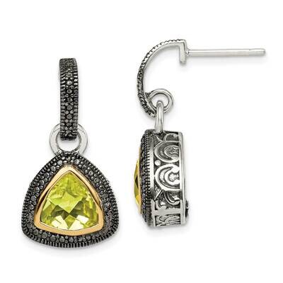 Lemon Quartz Dangle Earrings Sterling Silver with 14k Gold Accent QTC1679, MPN: QTC1679, 8839573417…