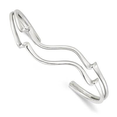 Wavy Cuff Bangle Sterling Silver Polished QB1375, MPN: QB1375, 196904155103