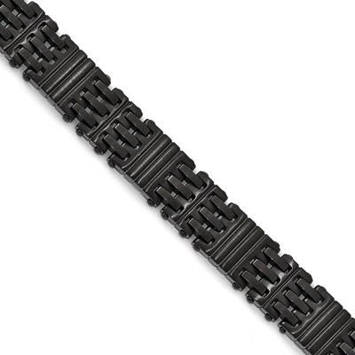 Brushed and Polished Black IP-plated Bracelet - Stainless Steel SRB1666-8.5 by Chisel, MPN: SRB1666…
