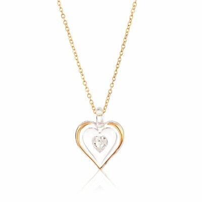 April Gold Trim Swarovski Birthstone Heart 18 inch Necklace GM9403, MPN: GM9403, 708873026461
