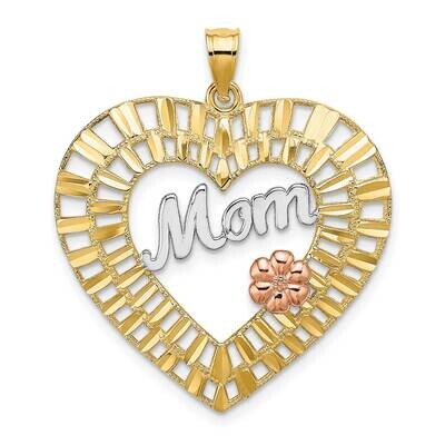 Rh Mom Heart Charm 14k Yellow &amp; Rose Gold Diamond-cut K9422, MPN: K9422, 637218135844