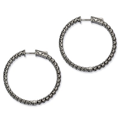 Diamond In and Out Round Hoop Earrings Sterling Silver Rhodium-plated QE7571B, MPN: QE7571B, 886774…