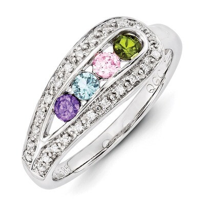 4 Birthstones Family Jewelry Diamond Semi-Set Ring 14k White Gold XMRW29/4, MPN: XMRW29/4, 88395749…