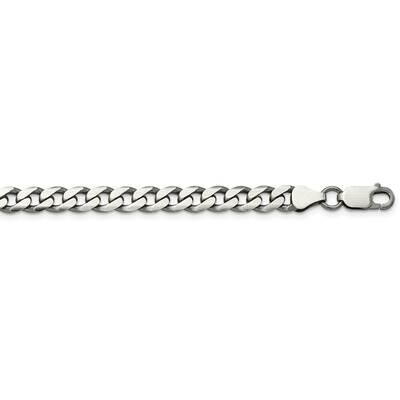 7mm Curb Chain 20 Inch Sterling Silver Antiqued QCB180A-20, MPN: QCB180A-20,