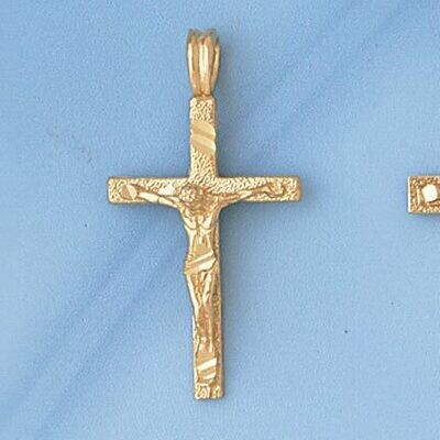 Dazzlers Jewelry Jesus Christ on Cross Pendant Necklace Charm Bracelet in Yellow, White or Rose Gol…