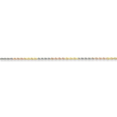 1.5mm Diamond-cut Rope Chain Anklet 9 Inch 14k Tri-Color Gold 012TC-9, MPN: 012TC-9, 886774393735