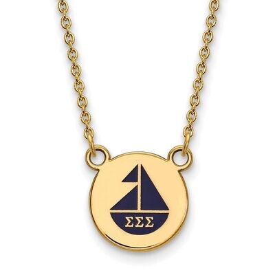 Sigma Sigma Sigma Extra Small Enameled Pendant with 18 Inch Chain Gold-plated Silver GP044SSS-18, M…