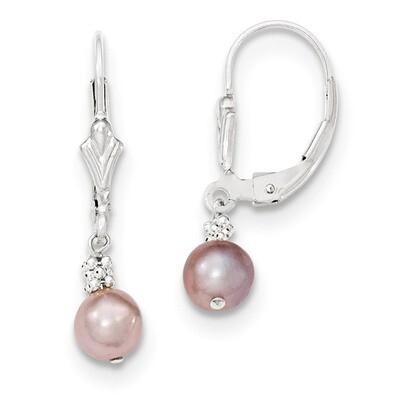 Light Purple Color Cultured Pearl Earrings Sterling Silver QE5407, MPN: QE5407, 191101189234
