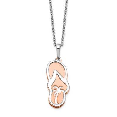 Rose-Tone Sandals with Palm Tree with 2 Inch Extension Necklace Sterling Silver QG5444-16, MPN: QG5…