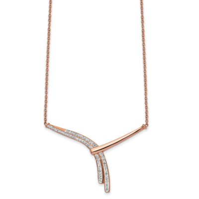 Rose IP Preciosa Crystal 17.75 Inch 2 Inch Extension Necklace Stainless Steel Polished SRN2561-17.7…
