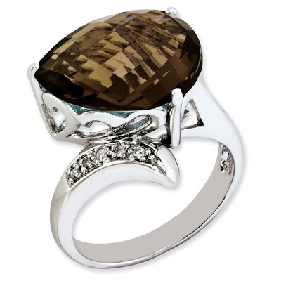 Smoky Quartz &amp; Diamond Ring Sterling Silver QR2919SQ, MPN: QR2919SQ, 883957436883