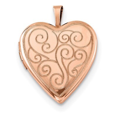 20mm Swirl Design Heart Locket Sterling Silver Rose Gold-plated QLS737, MPN: QLS737, 191101367861