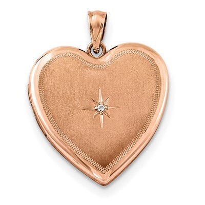 Diamond 24mm Diamond-cut Heart Locket Sterling Silver Rose Gold-plated QLS752, MPN: QLS752,