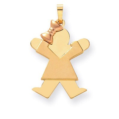 Girl with Bow on Left Engravable Charm 14k Two-tone Gold Large XK401, MPN: XK401, 883957378237
