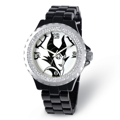 Disney Adult Size Maleficent Crystal Black Watch  XWA5748, MPN: XWA5748, 843231080034